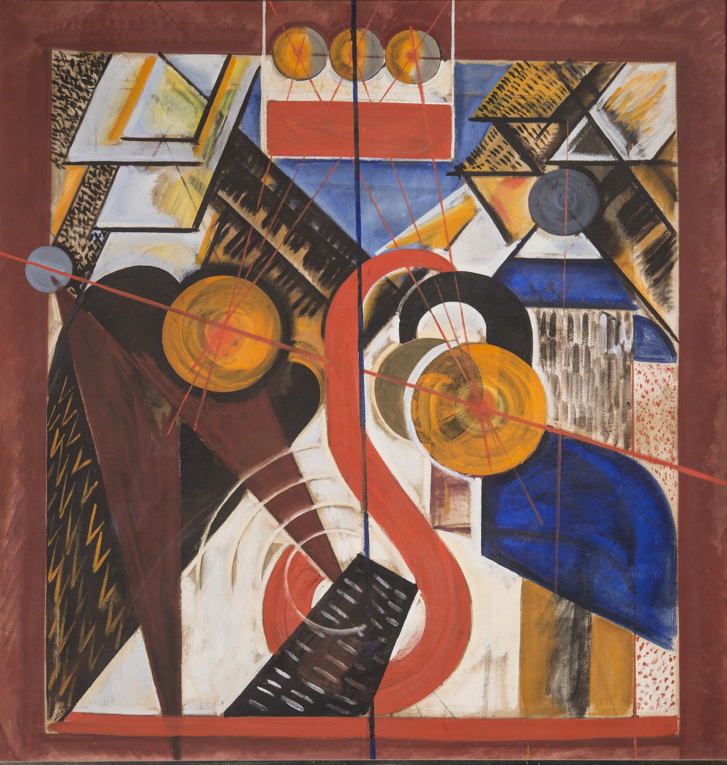 Béla Uitz: Icon Analysis with the Holy Trinity and Two Saints, 1921/1922. Oil on canvas, 151,3×143,7 cm. Museum of Fine Arts – Hungarian National Gallery