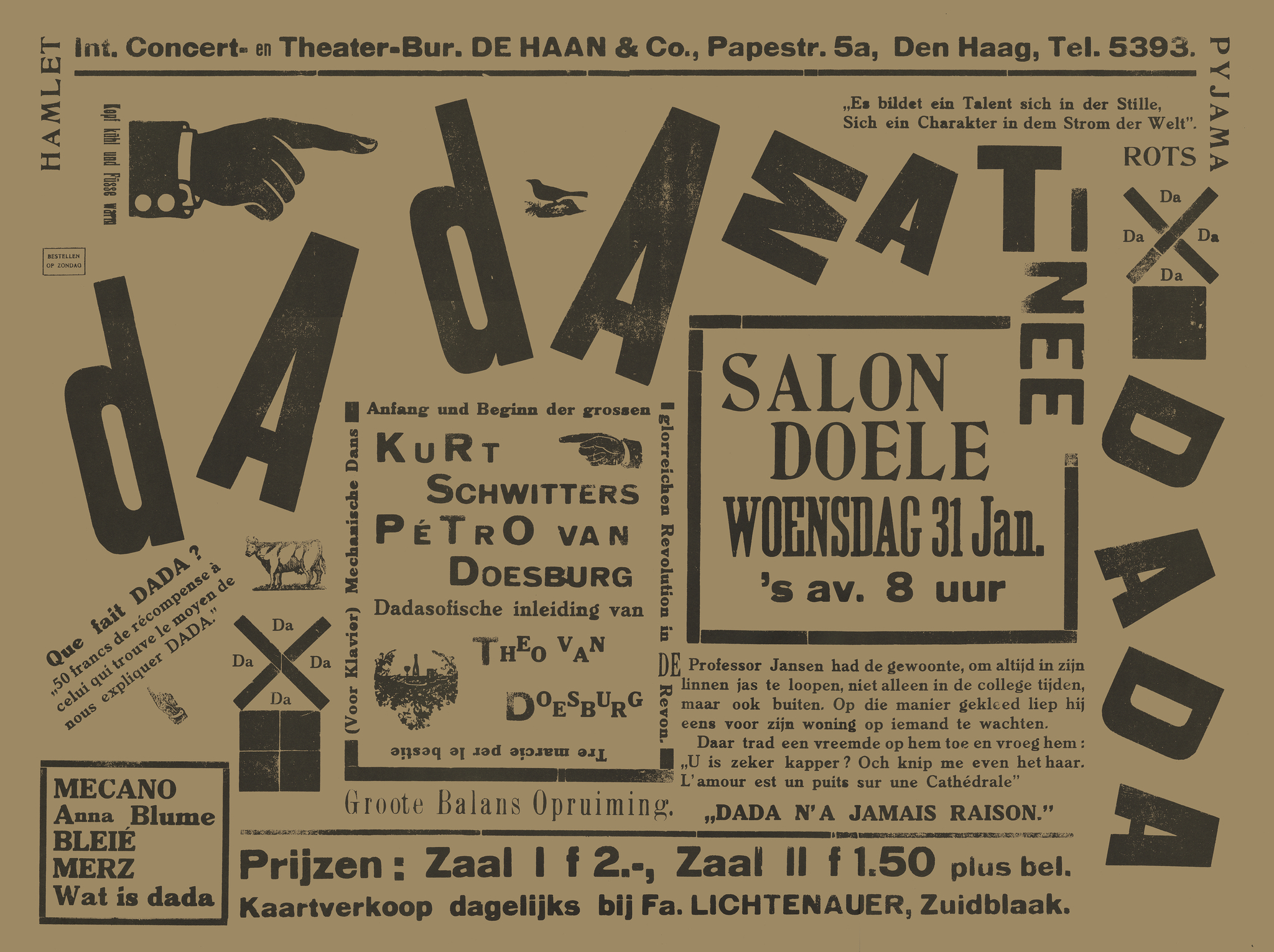 Theo van Doesburg, Dada Matinée plakát, 1923 